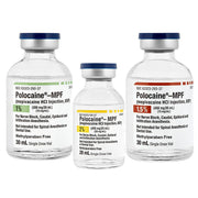 Three different sizes of Polocaine (Mepivacaine Hydrochloride) Injection 