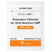 Potassium Chloride Oral Solution 20 mEq: Supports electrolyte balance, treats hypokalemia, enhances heart and muscle function.