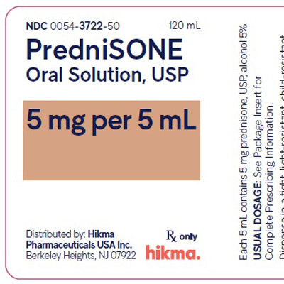 Prednisone Oral Solution 5 mg per 5 mL, 120 mL Bottle — Mountainside ...