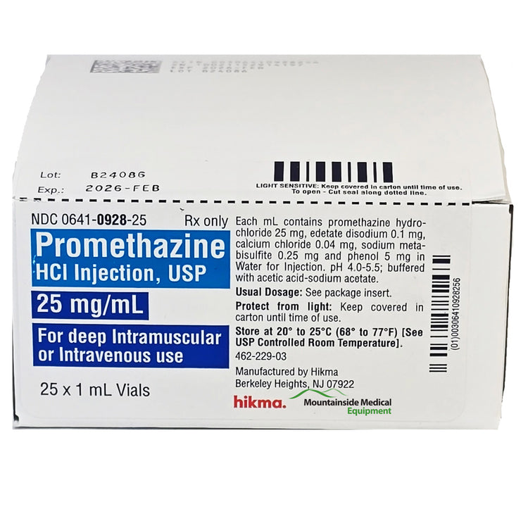 Promethazine 25 mg Vials: Anti-Nausea & Allergy Relief — Mountainside ...
