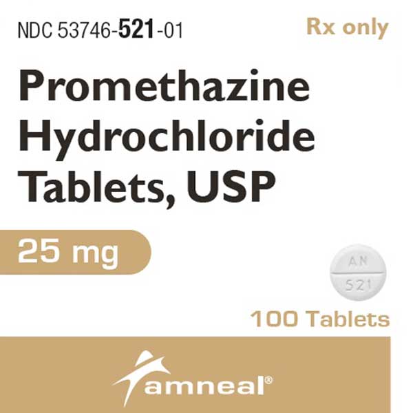 Promethazine HCl Tablets 25 mg by Amneal 100 Count (RX)