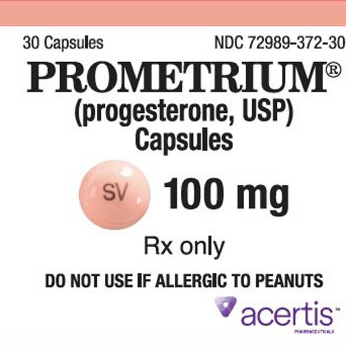 Prometrium Progesterone 100 mg Capsules 100 Count (RX) — Mountainside ...