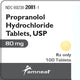 Propranolol Hydoochloride Tablets 80 mg, 100 Count