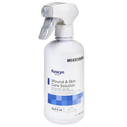 White spray bottle of Puracyn Plus Wound & Skin Care Solution with trigger spray nozzle, labeled for wound cleaning, 16.9 oz size