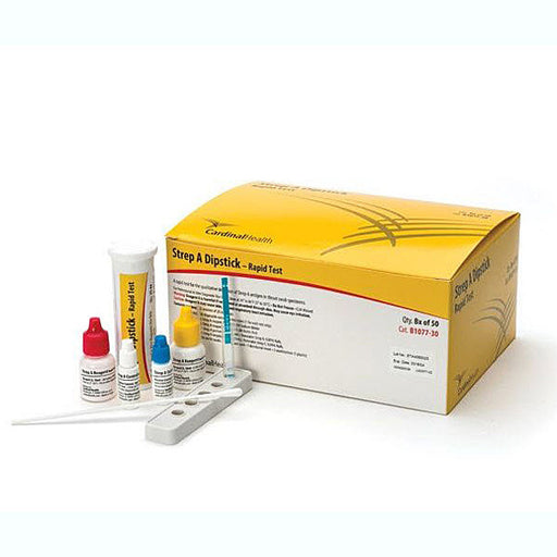 Cardinal Health Step A Dipstick Rapid Test kit on a white background