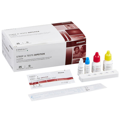 Rapid Strep A Testing Kit, Throat Swab Specimen Dipsticks, 25 Tests/Box; accurate, efficient diagnostic tool.