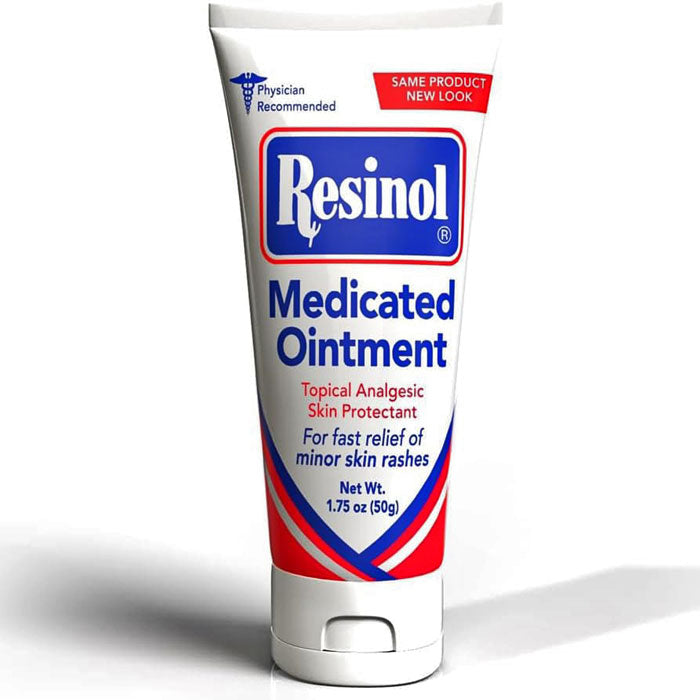 Resinol Medicated Skin Ointment: Soothes minor burns, rashes, and skin irritations, promoting healing and relief for healthy skin recovery.