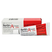 Retin-A Cream (Tretinoin) 0.1% Acne Medication tube, a potent skincare treatment known for its anti-aging and acne-fighting properties. This topical cream, highly recommended by dermatologists, is effective in reducing acne, promoting cell turnover, and improving skin texture. Used as part of a comprehensive skincare routine, it enhances skin health and clarity, helping you achieve a radiant complexion.