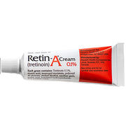 Image of Retin-A Cream (Tretinoin) 0.1% Tube, highlighting anti-aging and acne treatment features, with a focus on smooth, clear skin.