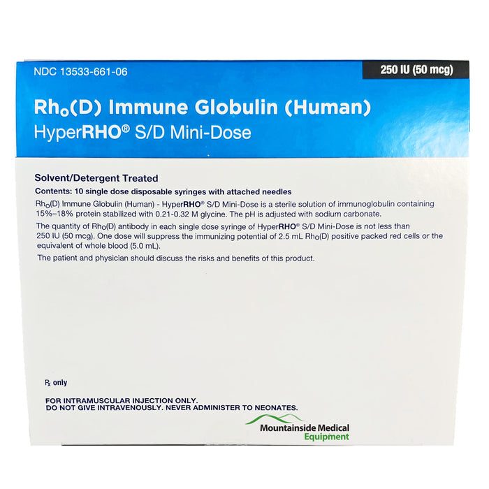 Rho (D) Immune Globulin (Human) HyperRHO S/D Mini-Dose 250 IU (50 MCG ...
