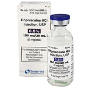 Ropivacaine HCL Injection 0.5% in a sterile vial for anesthesia, pain relief, and safe surgical procedures in healthcare settings.