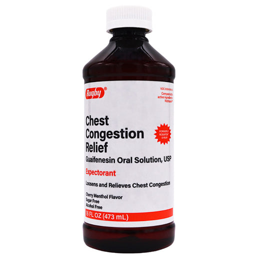 Major Rugby Labs Rugby Chest Congestion Relief Oral Solution Guaifenesin 100mg 473mL liquid | Mountainside Medical Equipment 1-888-687-4334 to Buy