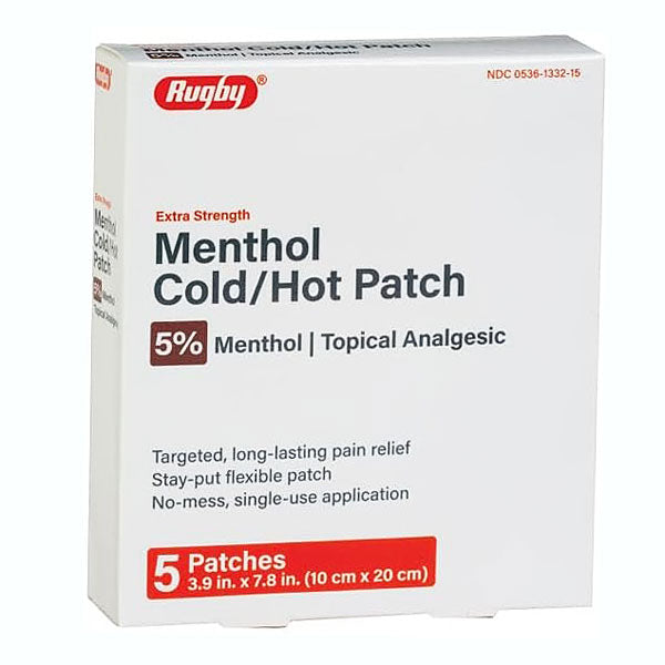 Rugby Icy Cold and Hot Medicated Pain Relief Adhesive Patches (5-Pack)