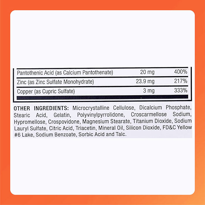 Rugby Multivitamin with Zinc Stress Formula Supplement Facts 2