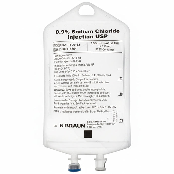 S8004-5264 B Braun Sodium Chloride IV Bags 100 ml Partial Fil