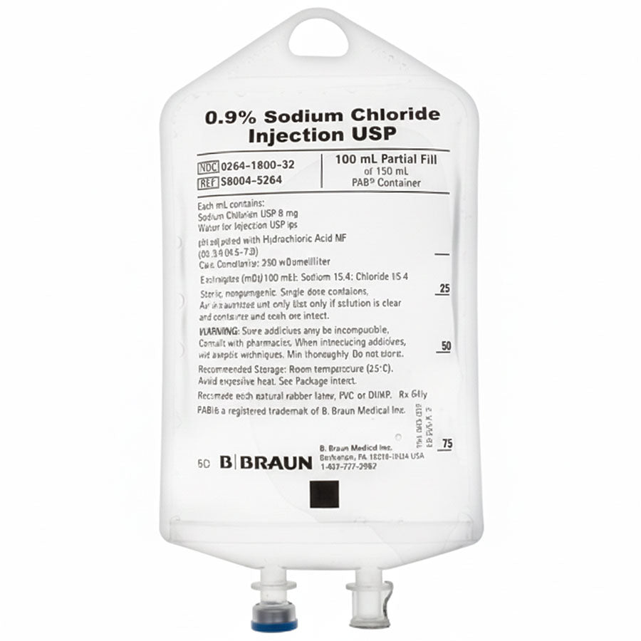 S8004-5264 B Braun Sodium Chloride IV Bags 100 ml Partial Fil