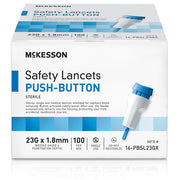 Box of Safety Lancets, Push Button with Retractable Needle 23 gauge