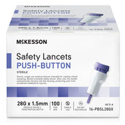 Box of Safety Lancets, Push Button with Retractable Needle 28 gauge