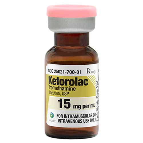 Sagent Ketorolac Tromethamine Injection 15 mg Per 2 mL Vials x 25 Pack (Rx)