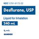 Desflurane Liquid for Anesthesia Inhalation 240 mL x 6/Case by Sandoz (RX)