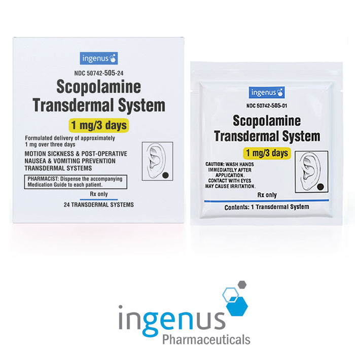 Scopolamine Transdermal System Patches 1 mg/ 3 days by Ingenus Pharma 24 Coun
