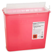 Sharps Container 5 Quart with Horizontal Entry Lid, designed for safe needle disposal and secure medical waste management.