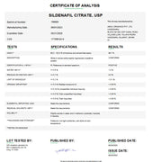 Certificate of Analysis for Sildenafil Citrate USP For Compounding (API) by Medisca