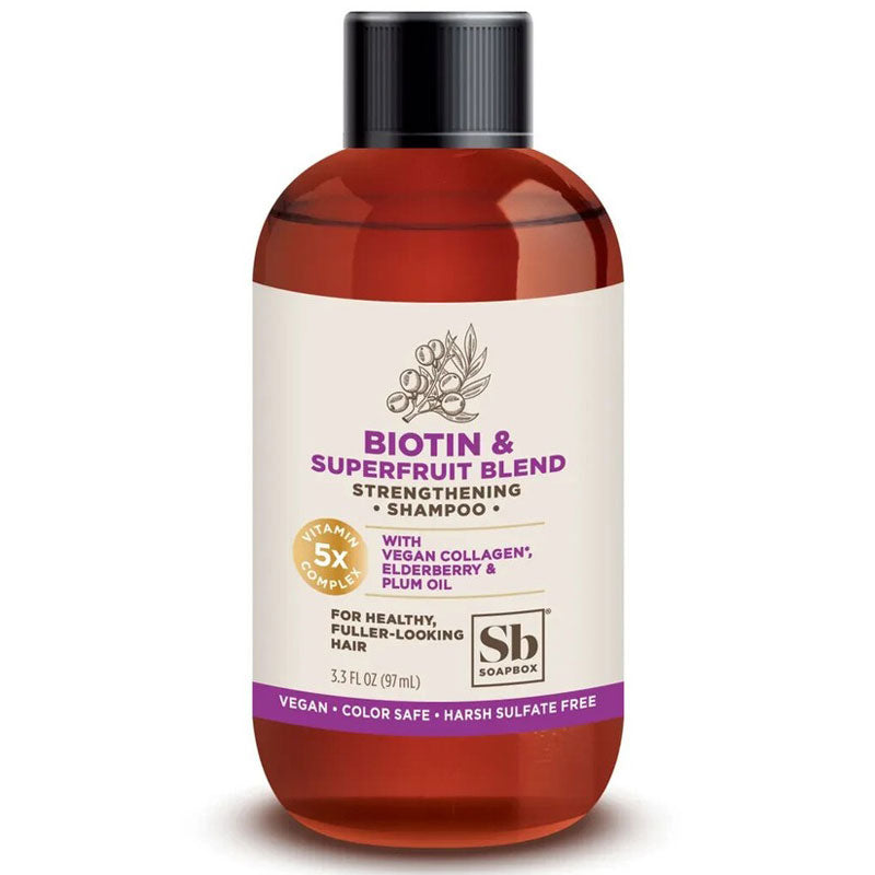 SoapBox Biotin & Superfruit Blend Strengthening Shampoo, 3.3 Fl oz