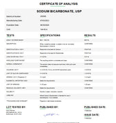 Certificate of Analysis for Sodium Bicarbonate USP For Compounding (API) by Medisca