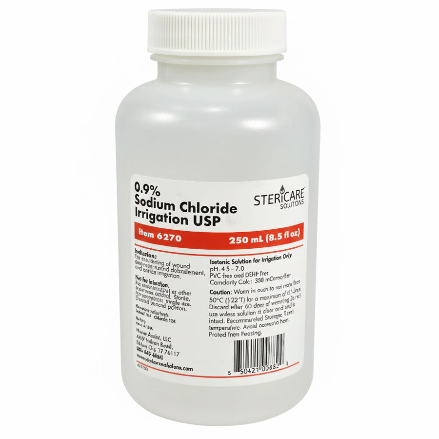 Sodium Chloride 0.9% (Normal Saline) Irrigation Solution 250 mL by Stericare #6270