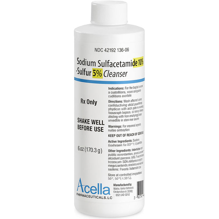 Sodium Sulfacetamide 10% with Sulfur 5% Face Cleanser Liquid by Acella