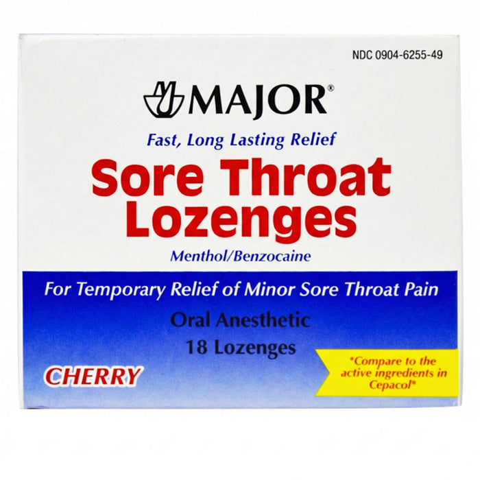 Sore Throat Lozenges Oral Anesthetic Cherry Flavor 18 Count