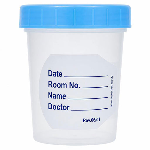 Specimen Container Cup with Information Label 4 oz, Non-Sterile Bulk 500/Case