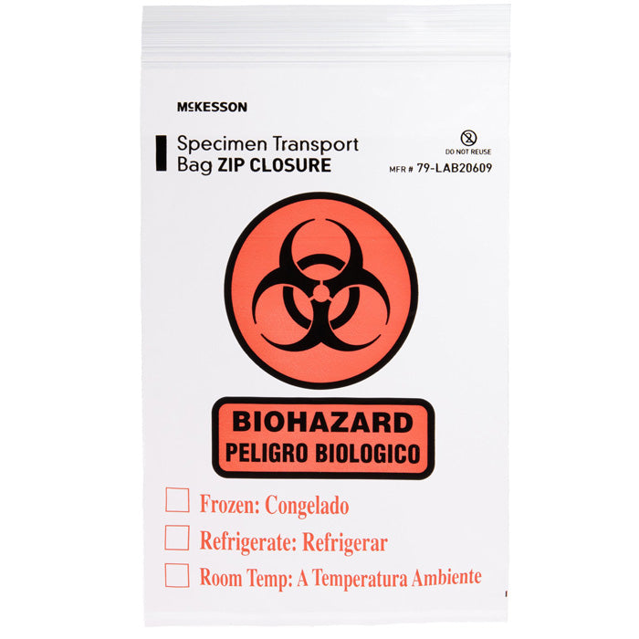 Specimen Transport Bags with Document Pouch and Zip Closure