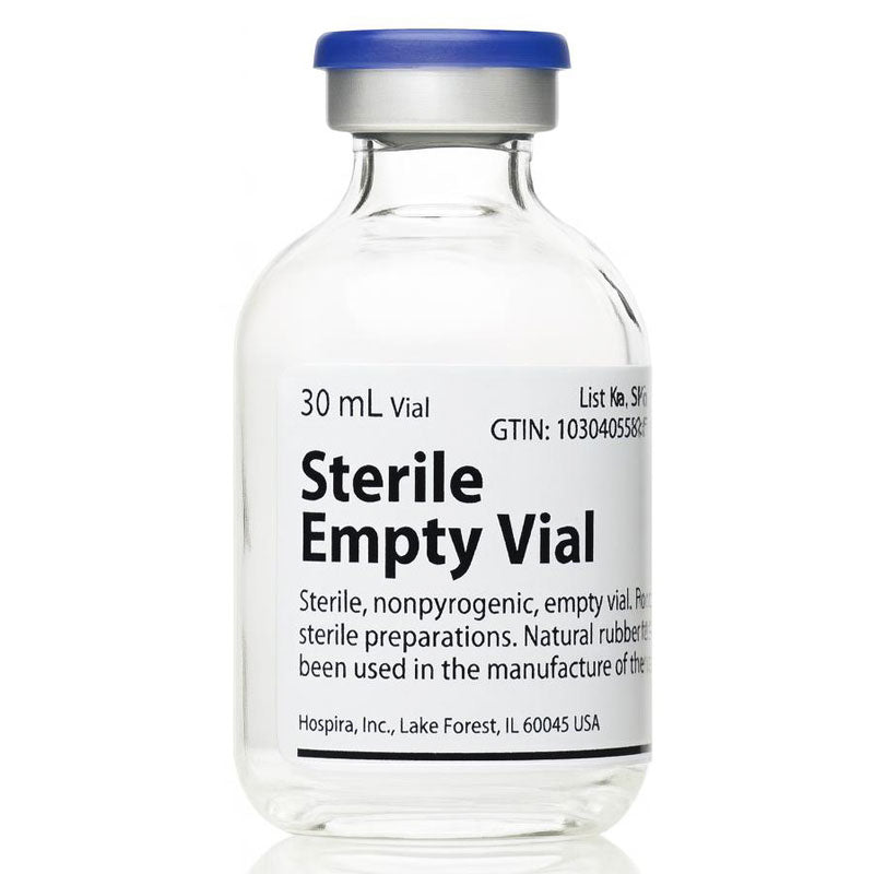 Sterile Empty Glass Vials 30 mL Hospira Pfizer Brand 25/Box