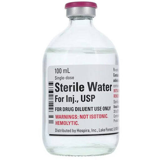 Pfizer Injectables Sterile Water for Injection 100mL Glass Vials, Tray of 25 (Rx) | Buy at Mountainside Medical Equipment 1-888-687-4334