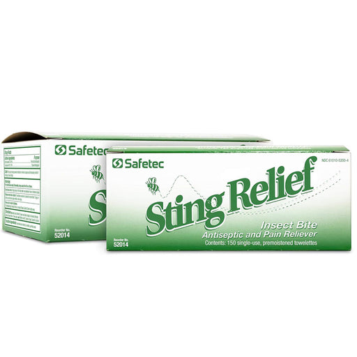 Sting Relief Insect Bite Relief Wipes 150/box for fast itch and pain relief from bites and stings.
