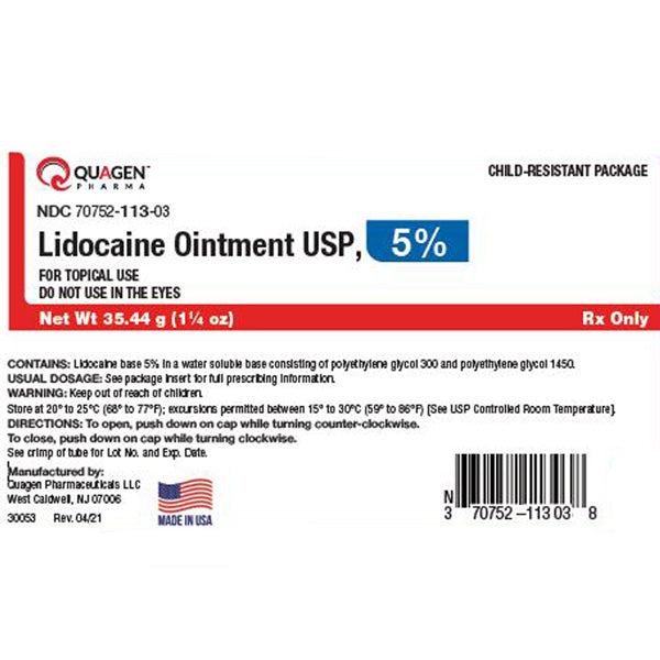 Lidocaine Ointment 5 Topical Numbing Ointment 35.44 grams Tube (RX