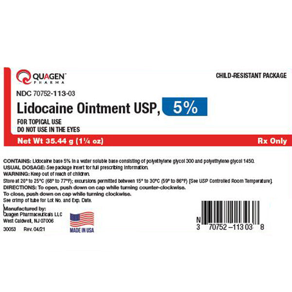 Mountainside Medical Equipment | 5% Lidocaine, doctor-only, Lidocaine, Lidocaine Ointment, Quagen Pharma, Strongest Lidocaine