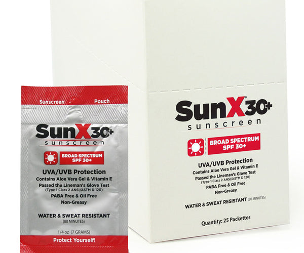 SunX Sunscreen with Dispenser Box 30+ SPF Lotion Unit Dose Packets wit ...