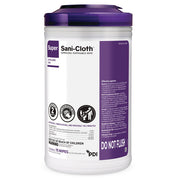 A container of Super Sani Cloth Germicidal Disposable Wipes by PDI, ideal for infection control and hygiene.