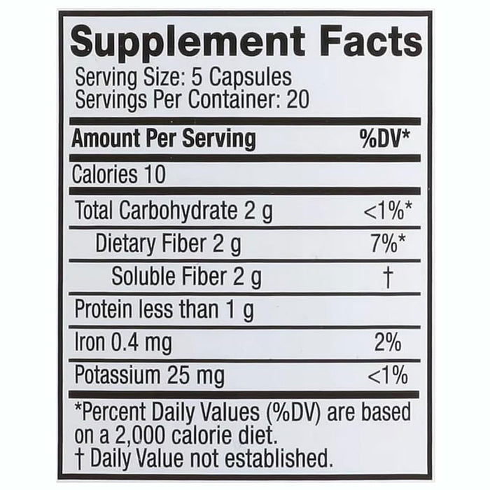 Supplement Facts Daily Psyllium Husk Powder Supplement Capsules