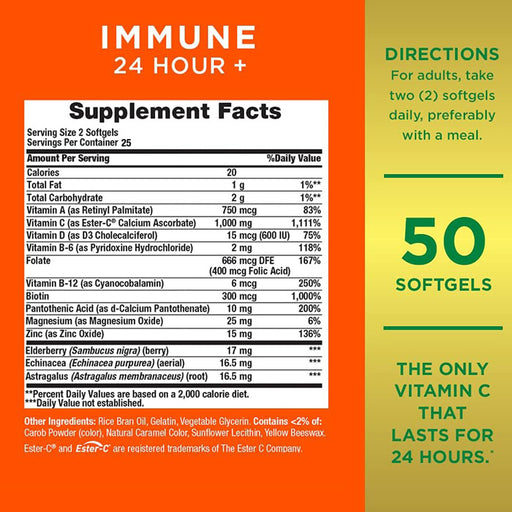 Supplement Facts for Immune 24 Hour 
