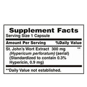 Supplement Facts for St Johns Wort 300mg by Natures Bounty