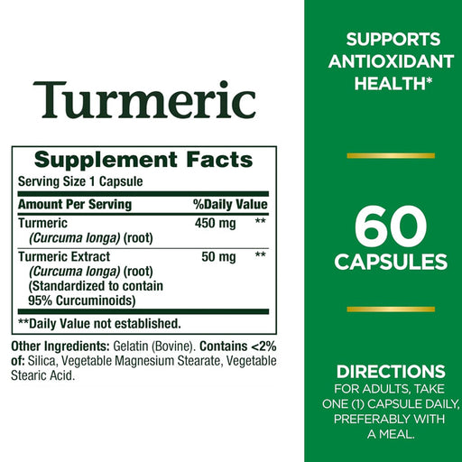 Supplement Facts for Turmeric Curcumin 450 mg by Nature's Bounty