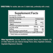 Supplement Facts for Vitamin C 500 mg with Rose Hips Chewable Tablets