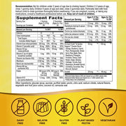 Supplement facts for Alive Kids Multivitamin Gummy