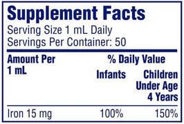 Fer-In-Sol Iron Supplement Drops 15 mg/mL, Active Mind 50 mL for boosting energy and cognitive health.