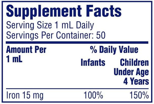 Fer-In-Sol Iron Supplement Drops 15 mg/mL, Active Mind 50 mL for boosting energy and cognitive health.