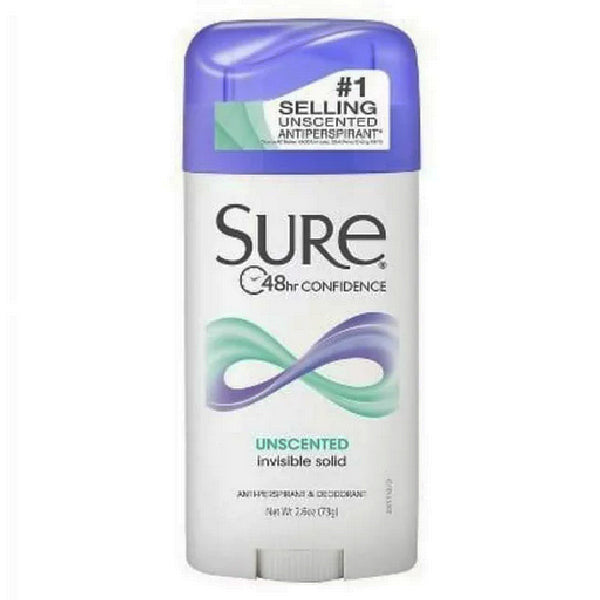 Sure Invisible Solid AntiPerspirant & Deodorant Unscented 48 Hour Con